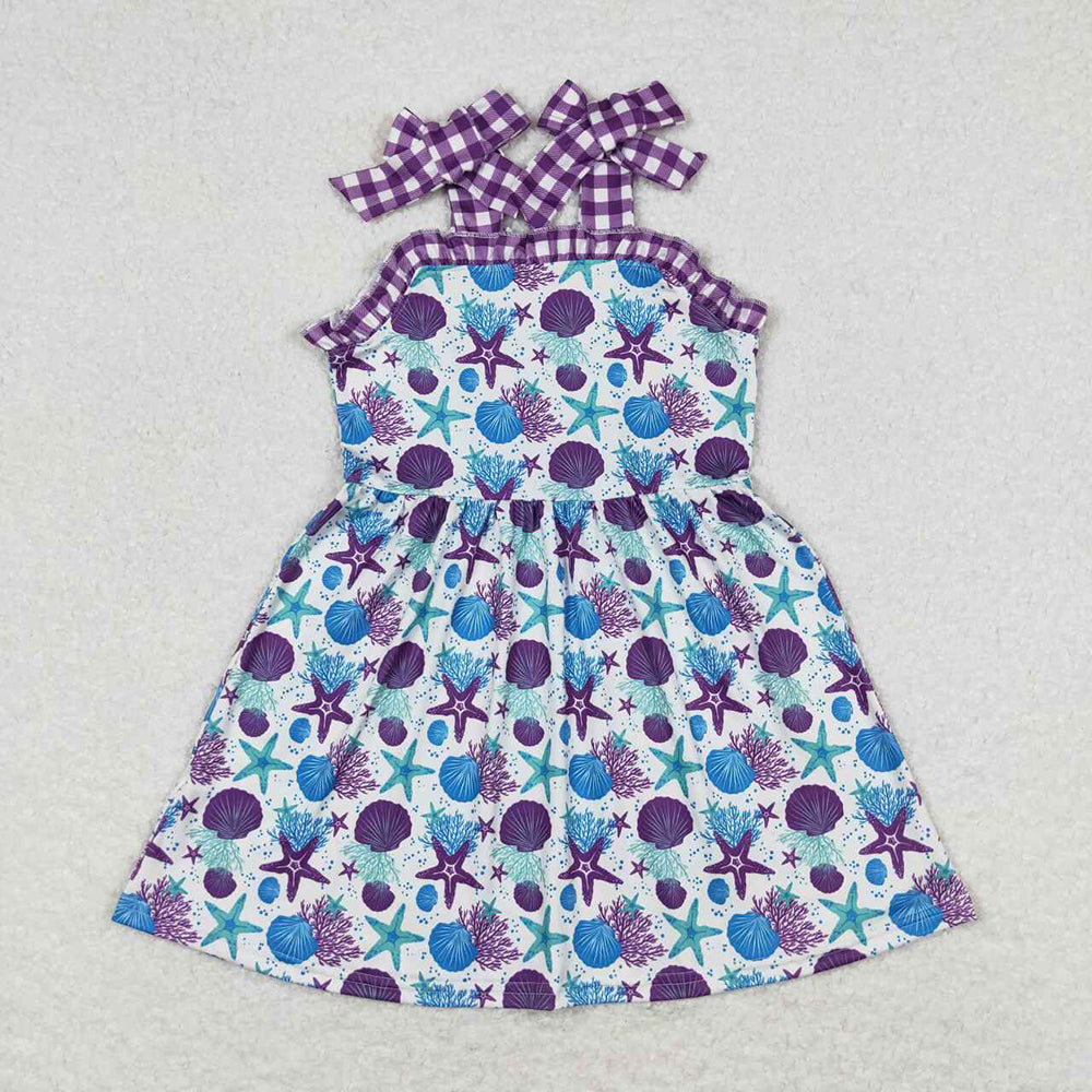 Baby Girls Straps Purple Starfish Knee Length Dresses