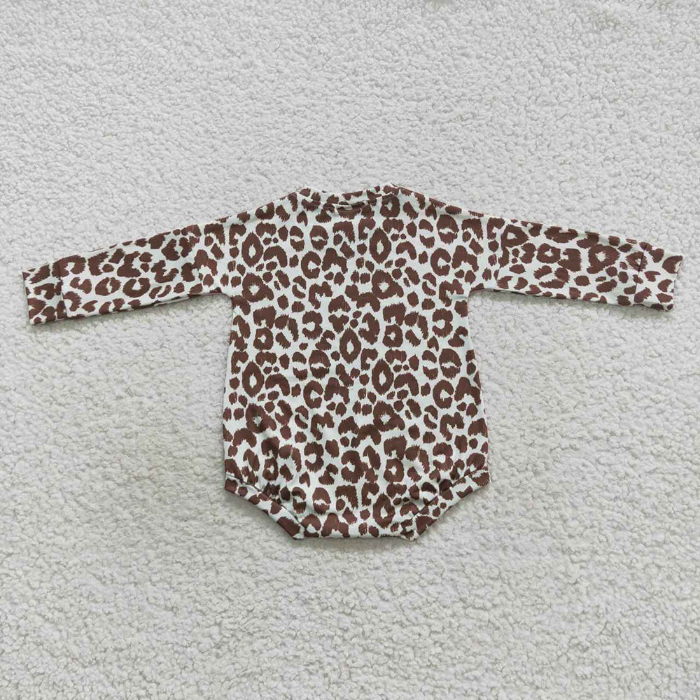 Doll Baby Girls Pink Leopard Long Sleeve Rompers