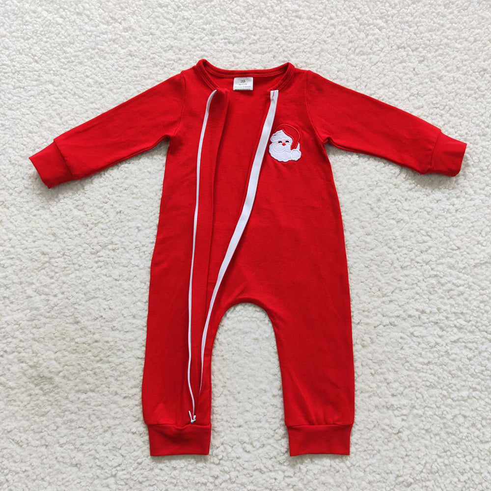 Baby Boys Christmas Santa Red Zip Rompers