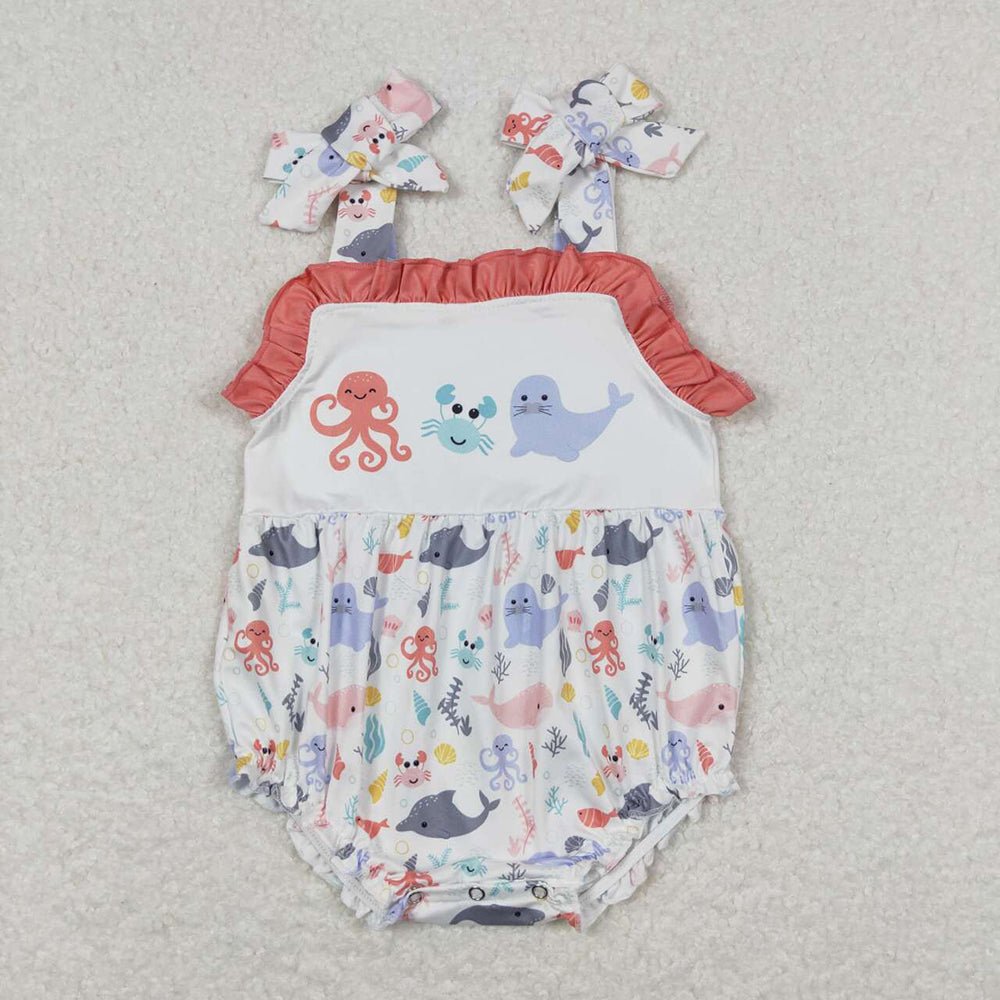 Baby Infant Girls Octopus Crab Sea Lion Rompers