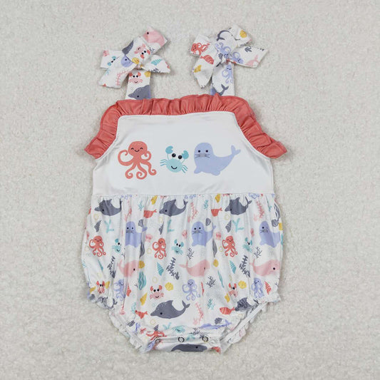 Baby Infant Girls Octopus Crab Sea Lion Rompers