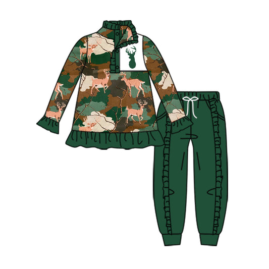 Baby Girls Green Camo Deer Top Pants Clothes preorder(moq 5)