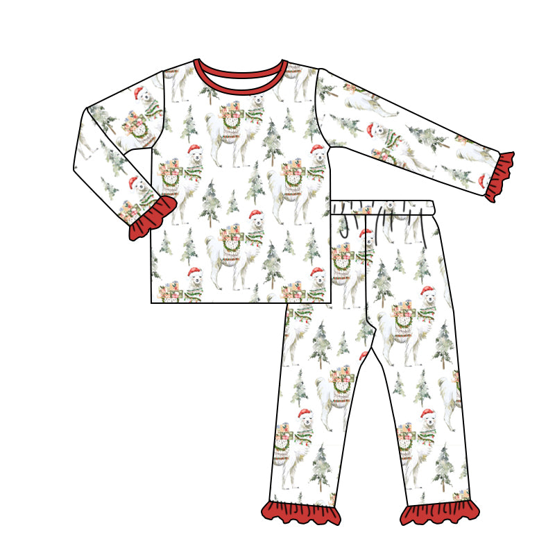 Baby Girls Christmas Llama Shirt Pants Pajamas Clothes preorder(moq 5)