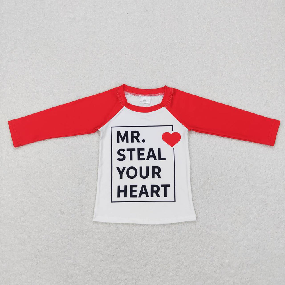 Baby Boys Valentines Long Sleeve Red Hearts Raglan Shirts Tops