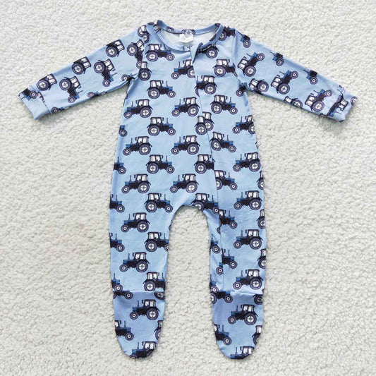 Blue Tractor Long Sleeve Baby Kids Infant Rompers