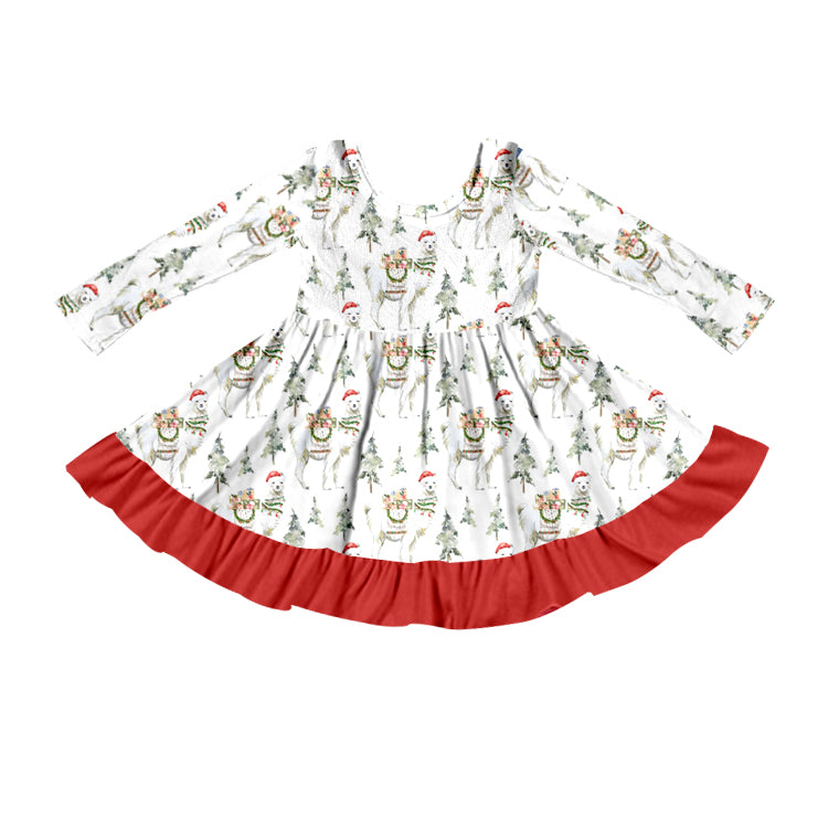 Baby Girls Christmas Llama Knee Legnth Dresses preorder(moq 5)