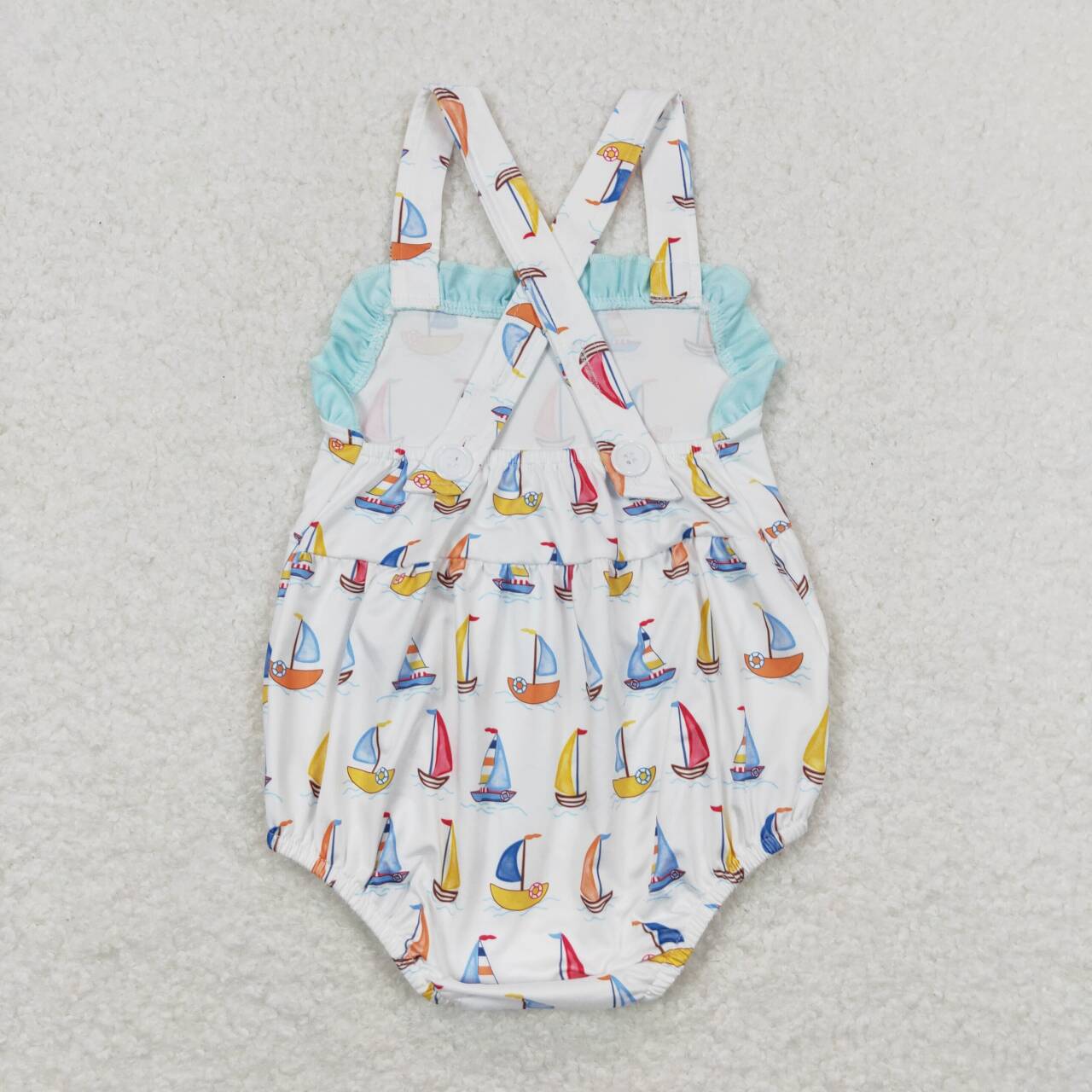 Baby Infant Girls Sailboat Ruffle Straps Summer Rompers