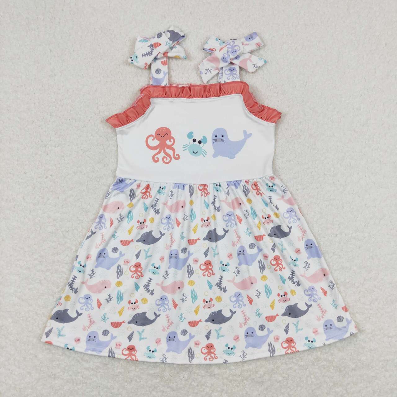 Baby Girls Octopus Crab Sea Lion Knee Length Dresses