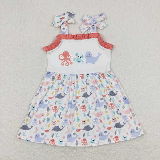 Baby Girls Octopus Crab Sea Lion Knee Length Dresses