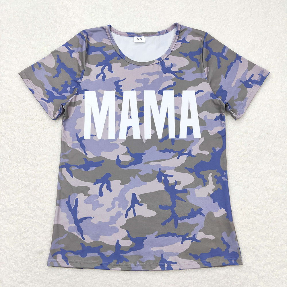 Adult Women Camo Mama Short Sleeve Tee Shirts Tops