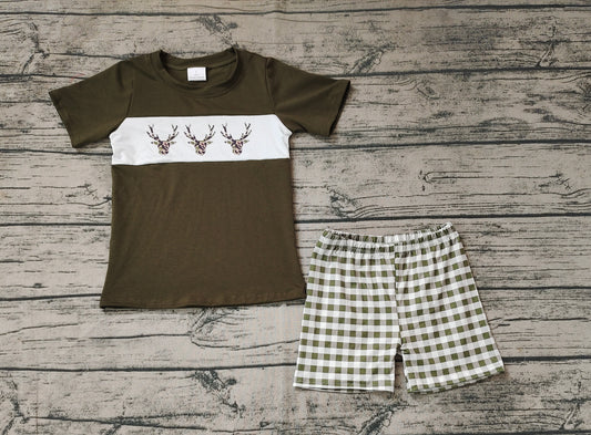 Baby Boys Leopard Deer Green Shirt Shorts Outfits Clothes Sets