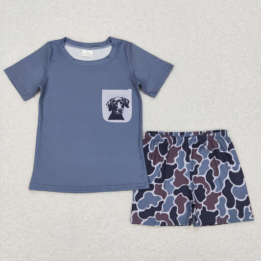 Baby Boys Camo Dog Pocket Shirt Shorts Clothes Sets