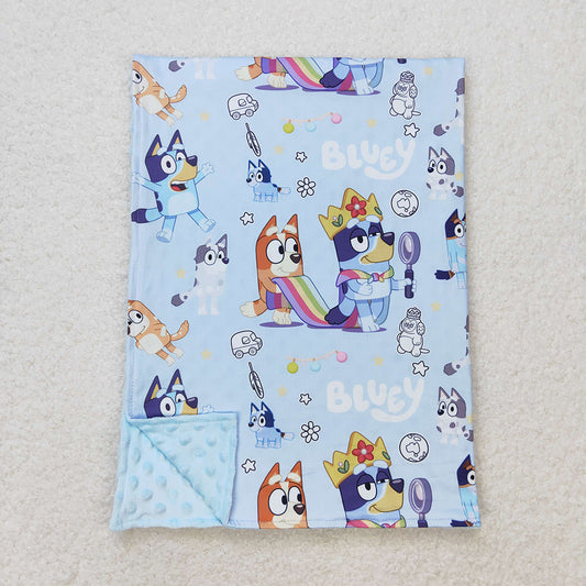 Baby Girls Blue Dogs Minky Blankets