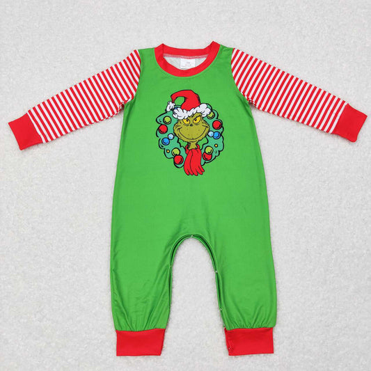 Christmas Baby Boys Green Frog Long Sleeve Rompers