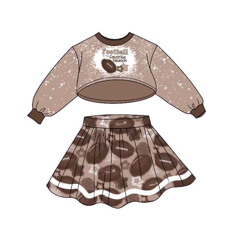 Baby Girls Football Long Sleeve Top Brown Skirts Sets preorder(moq 5)