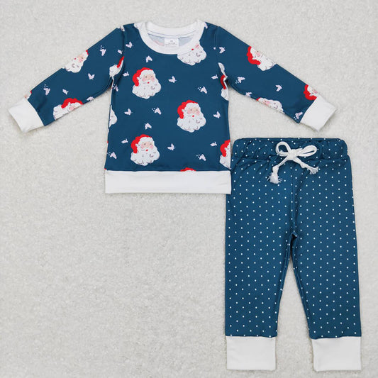 Baby Kids Green Santa Top Dots Pants Pajamas Clothing Sets