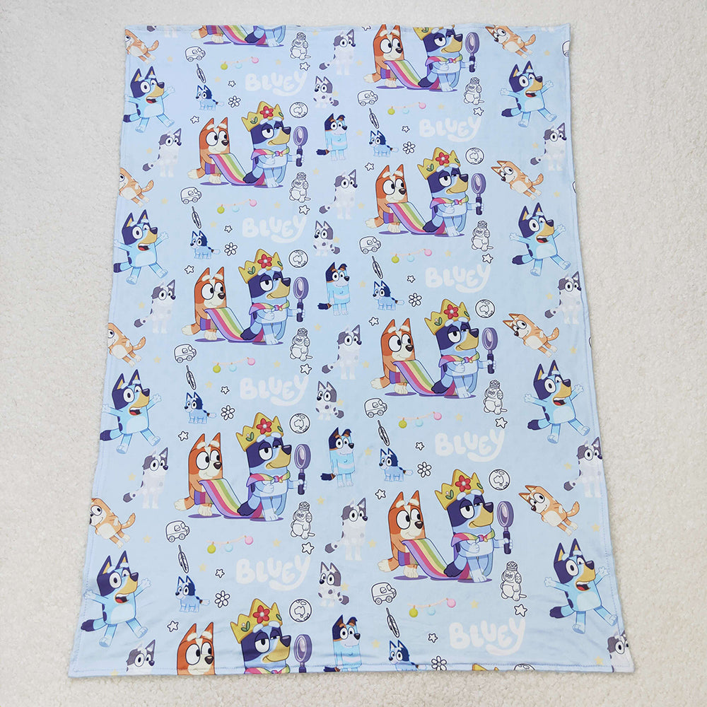 Baby Girls Blue Dogs Minky Blankets