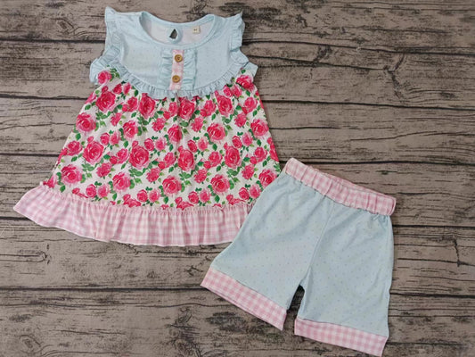 Baby Girls Flowrs Sleeveless Tunic Shorts Clothes Sets preorder (moq 5)