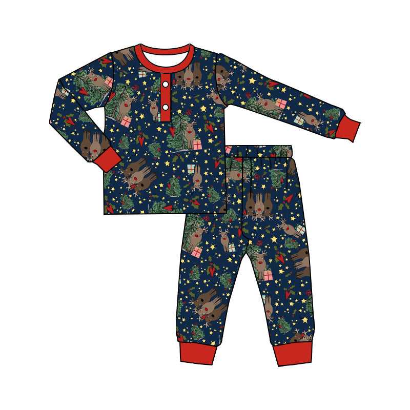 Baby Boys Christmas Dear Pajamas Top Bell Pants Clothes Sets preorder(moq 5)