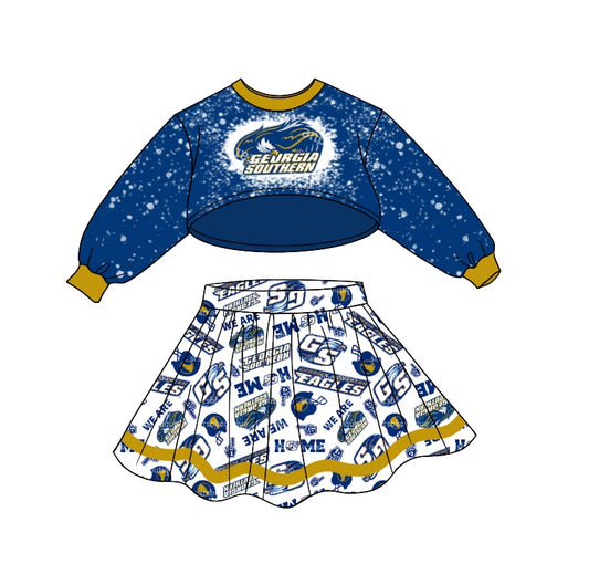 Baby Girls Team Blue Color Long Sleeve Top Skirts Sets preorder(moq 5)