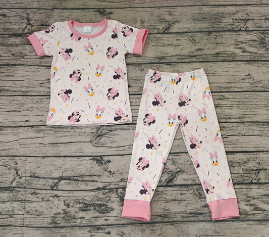 Baby Girls Pink Duck Mouse Shirt Top Pants Pajamas Clothes Sets