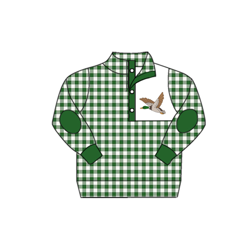 Baby Boys Green Checkered Hunting Ducks Pullover Jackets Tops preorder(moq 5)