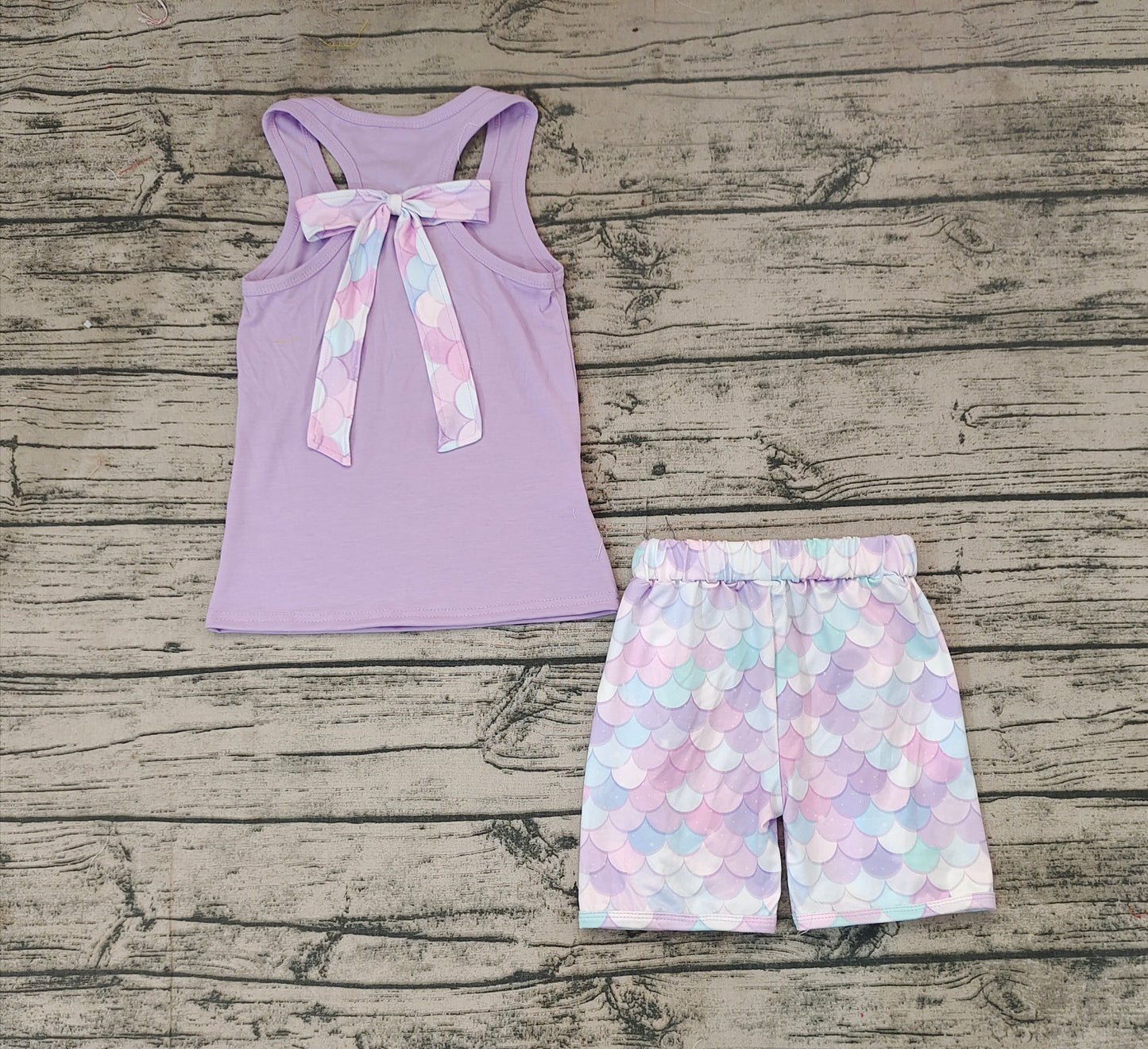 Baby Girls Purple Vest Bows Top Ruffle Floral Shorts Clothes Sets