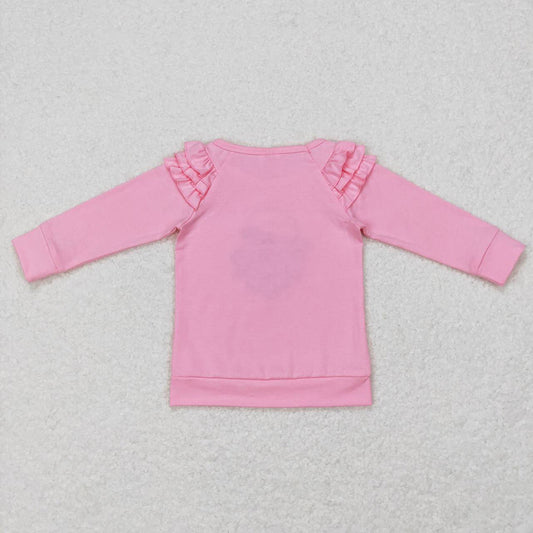 Baby Girls Christmas Pink Santa Long Sleeve Ruffle Tee Shirts Tops