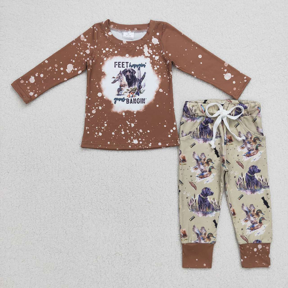 Baby Boys Duck Dog Hunting Shirt Pants Clothes Sets