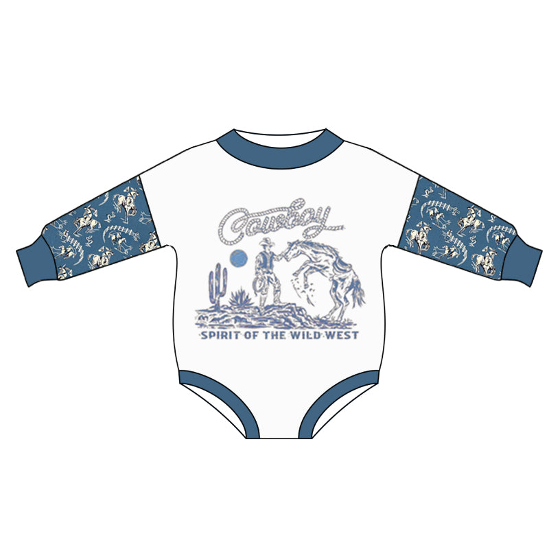 Baby Infant Girls Western Rodeo Long Sleeve Rompers preorder(moq 5)