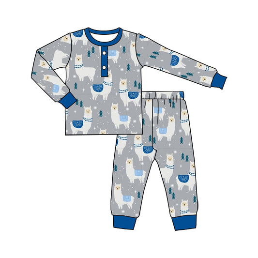 Baby Boys Llama Christmas Top Pants Pajamas Sets preorder(moq 5)