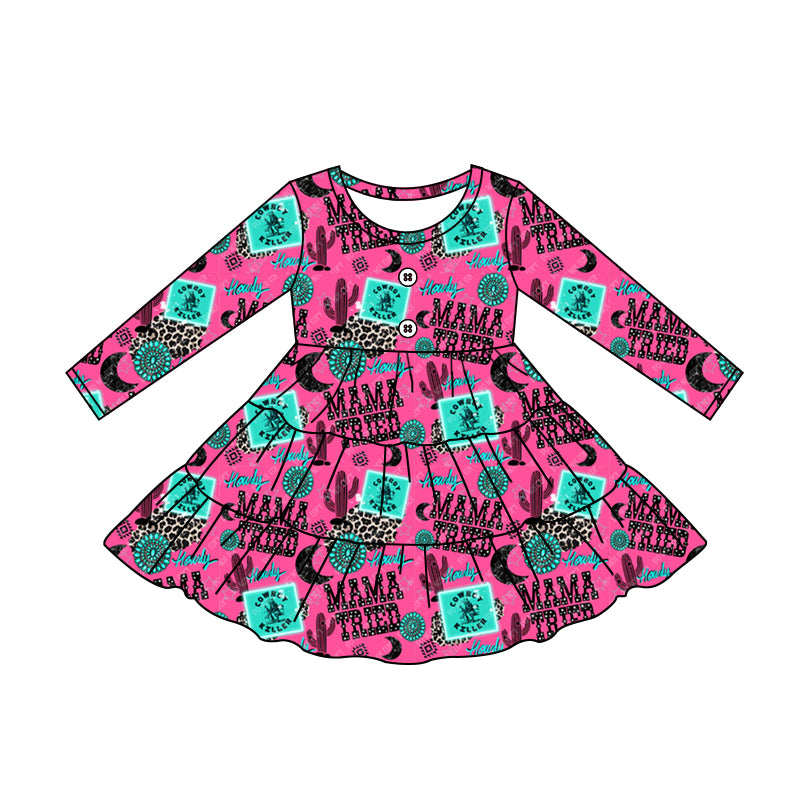 Baby Girls Mama Tried Western Ruffle Knee Length Dresses preorder(moq 5)