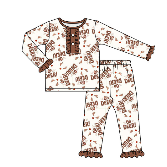 Baby Girls Christmas Deer Brown Top Pants Pajamas Sets preorder(moq 5)