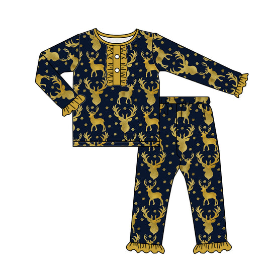 Baby Girls Merry Christmas Deer Top Pants Pajamas Sets preorder(moq 5)