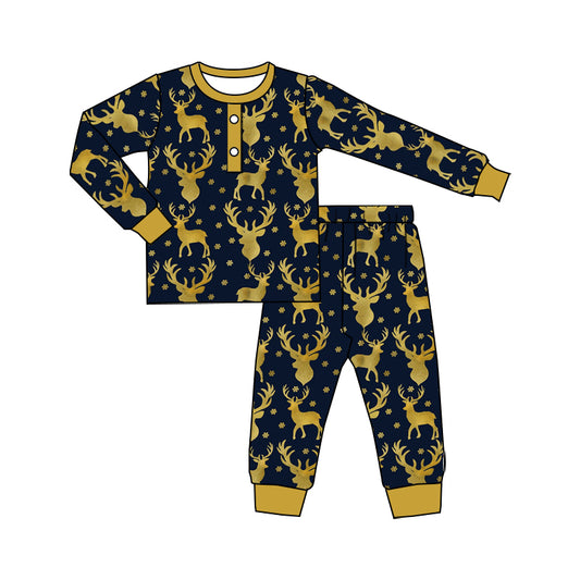 Baby Boys Merry Christmas Deer Top Pants Pajamas Sets preorder(moq 5)