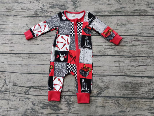 Baby Toddler Red Tool Long Sleeve Zip Rompers preorder(moq 5)