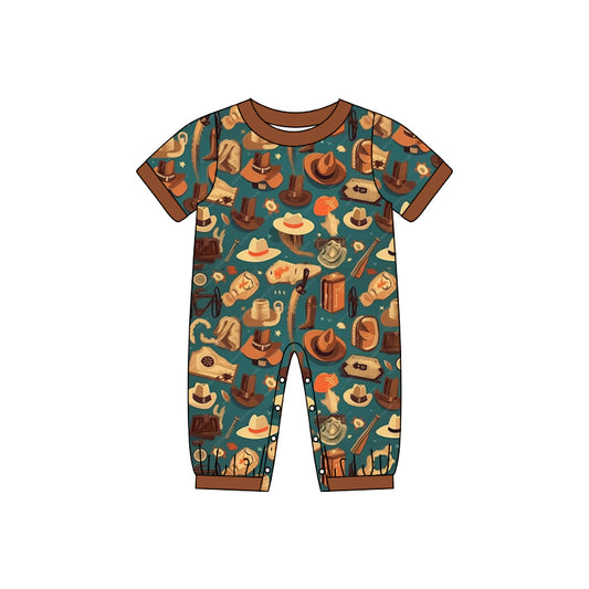 Baby Infant Boys Western Hats Short Sleeve Rompers preorder(moq 5)