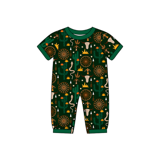 Baby Infant Boys Western Cactus Snake Short Sleeve Rompers preorder(moq 5)