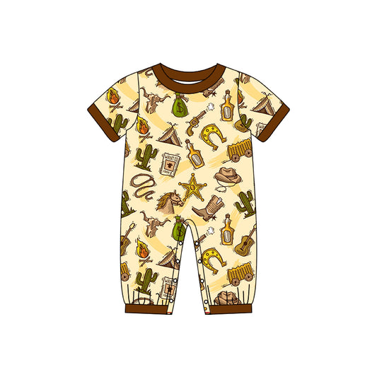 Baby Infant Boys Western Cactus Horse Short Sleeve Rompers preorder(moq 5)