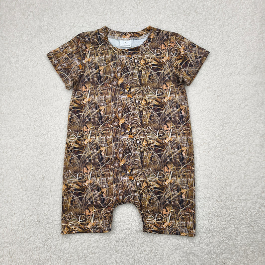 Preorder moq 5 Baby Boys Grey Camouflage Short Sleeve Rompers