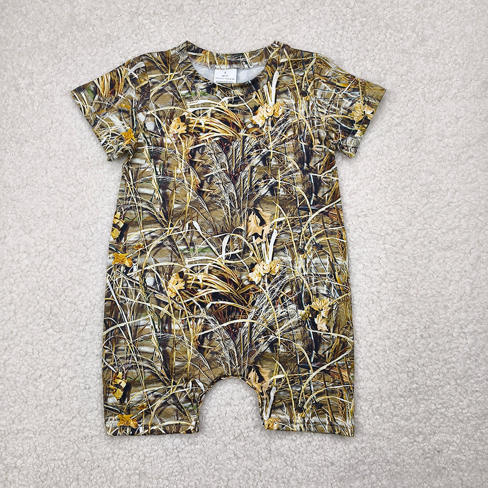 Preorder moq 5 Baby Boys Real Tree Camouflage Short Sleeve Rompers