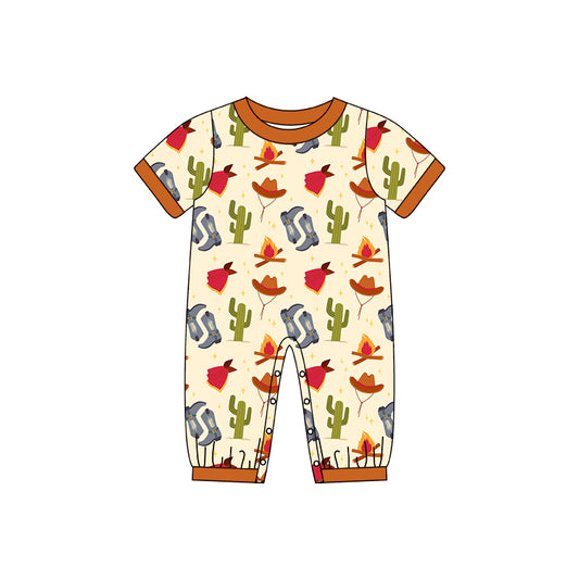 Baby Infant Boys Western Cactus Boots Short Sleeve Rompers preorder(moq 5)