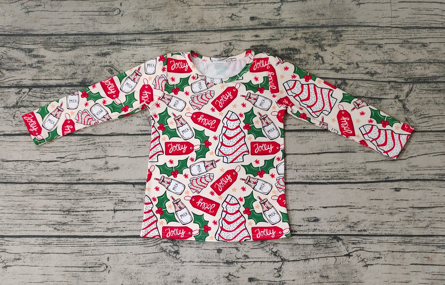 Baby Girls Christmas Tree Cake Long Sleeve Tee Shirts Tops