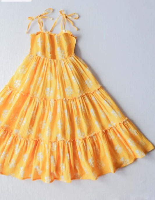 Baby Girls Yellow Flowers Maxi Straps Dresses split order Preorder (moq 5)