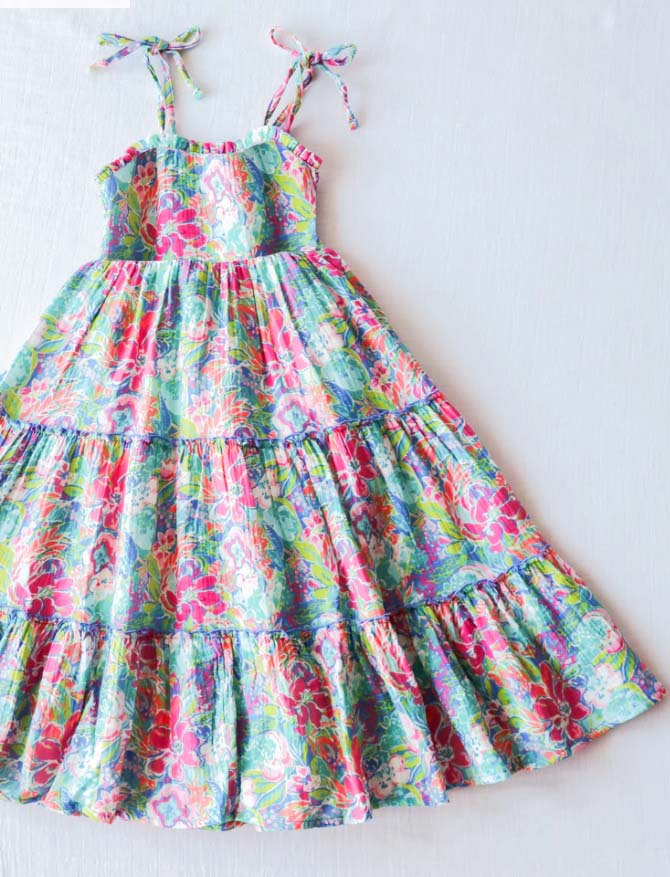 Baby Girls Pink Green Maxi Straps Dresses split order Preorder (moq 5)