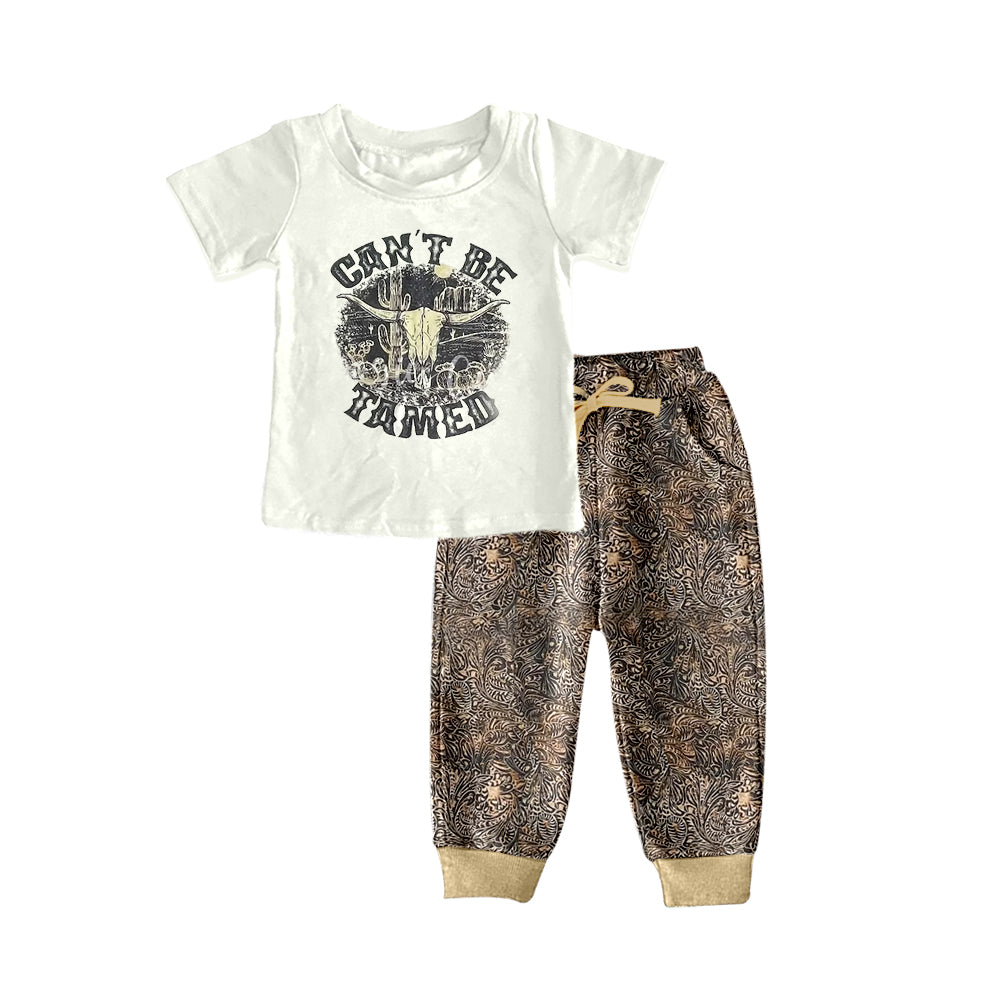 Baby Boys Western Cow Skull Top Pants Clothing Sets preorder(moq 5)