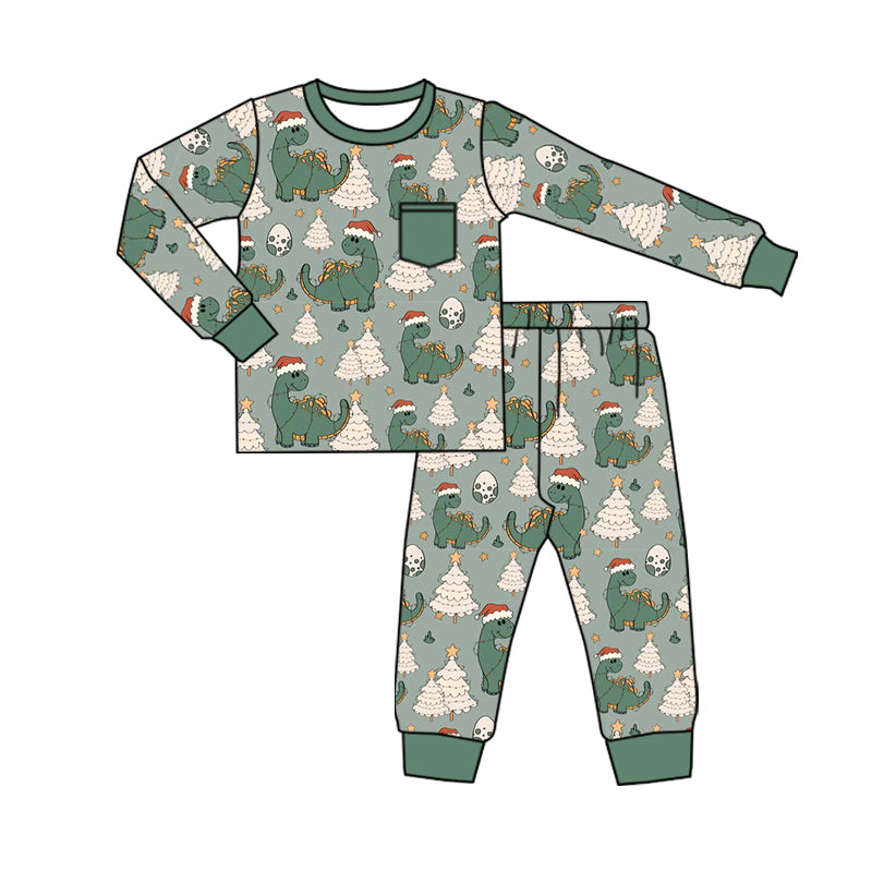 Baby Boys Christmas Dinosaur Top Pants Pajamas Clothing Sets preorder(moq 5)