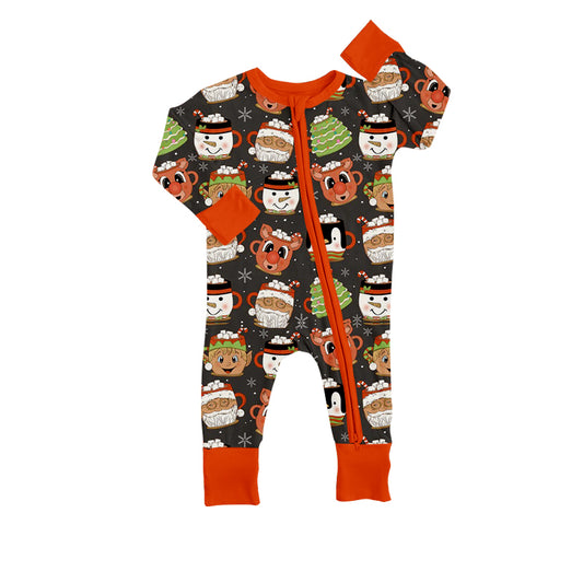 Baby Infant Boys Christmas Cups Snowman Zip Rompers preorder(moq 5)