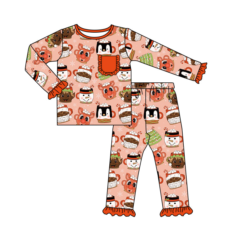 Baby Girls Christmas Cups Top Pants Pajamas Clothing Sets preorder(moq 5)