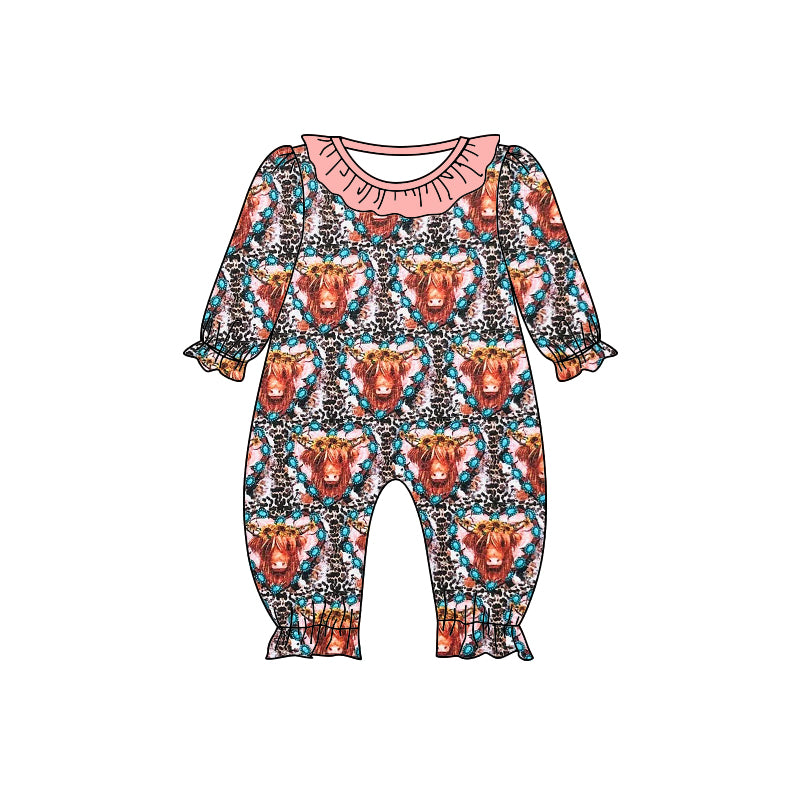 Baby Infant Girls Highland Cow Rompers preorder(moq 5)